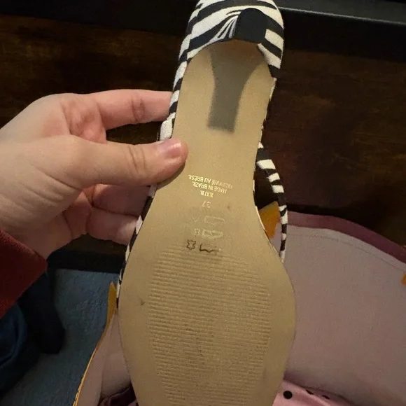Anthropologie heeled zebra kitten sandals NEW without box eu 37 U.S. 6.5/7 - Picture 6 of 7